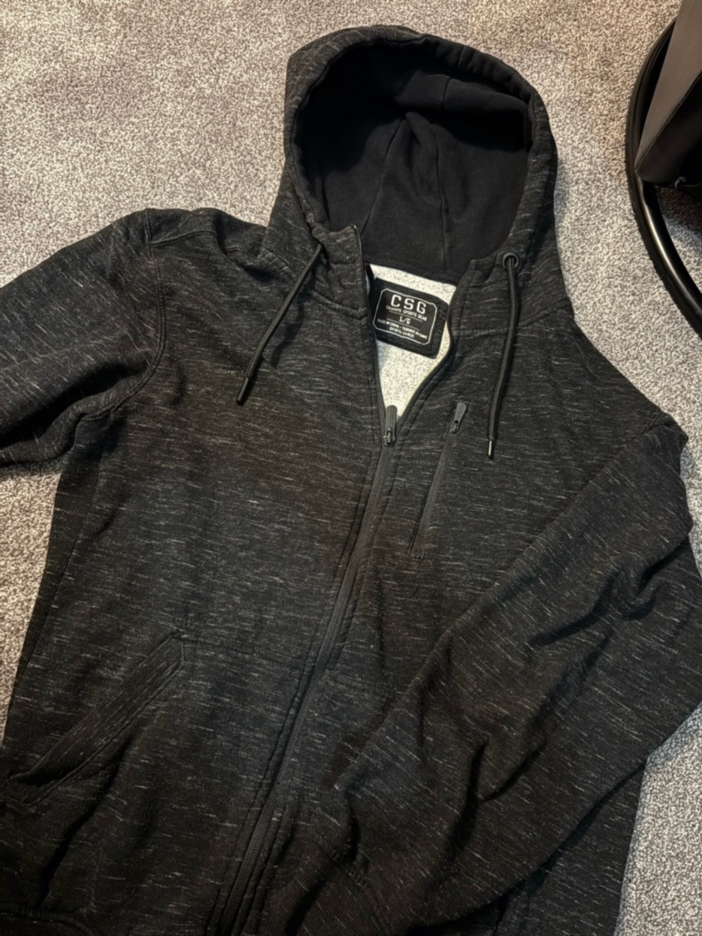 CSG Black Marled Full-Zip Hoodie